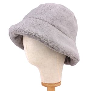 Gray Fur Bucket Hat Style Simple Casual